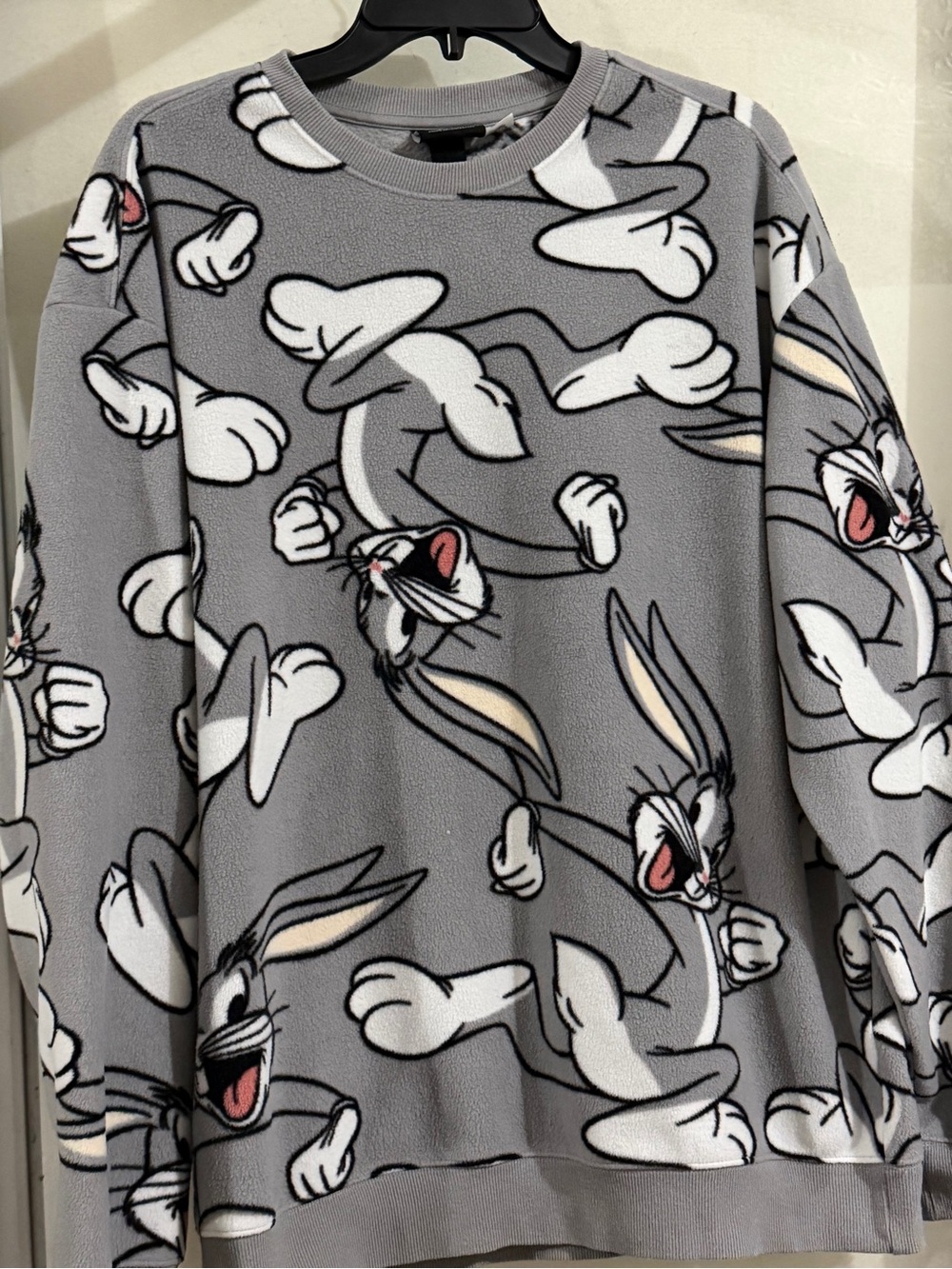 Gray Bugs Bunny Graphic Turtleneck Sweater